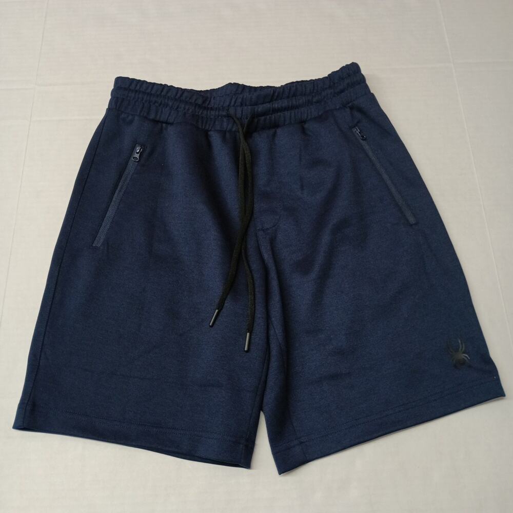 Spyder Active Shorts Men's S Small Blue Zip‎ Pockets Gym Training Running Travel